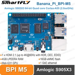 Banana PI BPI M5 4GB LPDDR4 New Generation Single Board Computer Amlogic S905X3 Design Open-source Odroid C4 Raspberry Pi 4