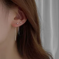 Korean Dangle Earring Geometric block Round Long Tassel Bar Drop Earrings For Women Minimalism Ear Line Kpop Jewelry Gift