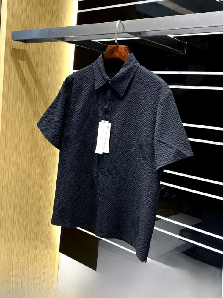 

Spanish Order Bubble Cloth Texture Men's Quick Dry Versatile Short Sleeve Shirt Summer Fashion Urban Style Casual Shirt