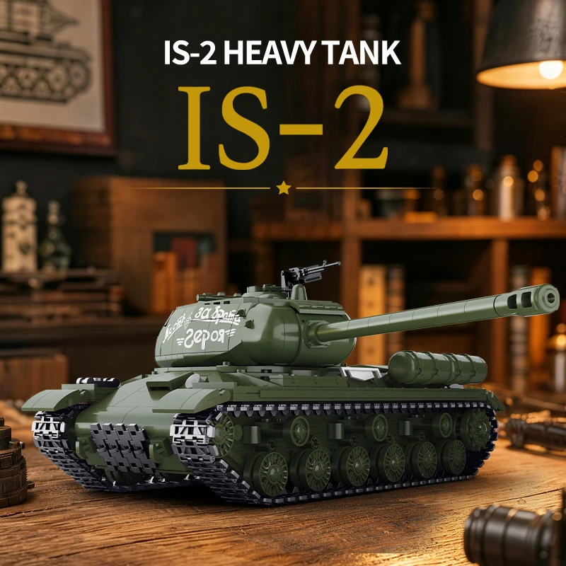 1485Pcs SU-series IS-2 Heavy Tank TK Two - WWII Military Building Blocks for Puzzle Assembly as a Birthday Gift