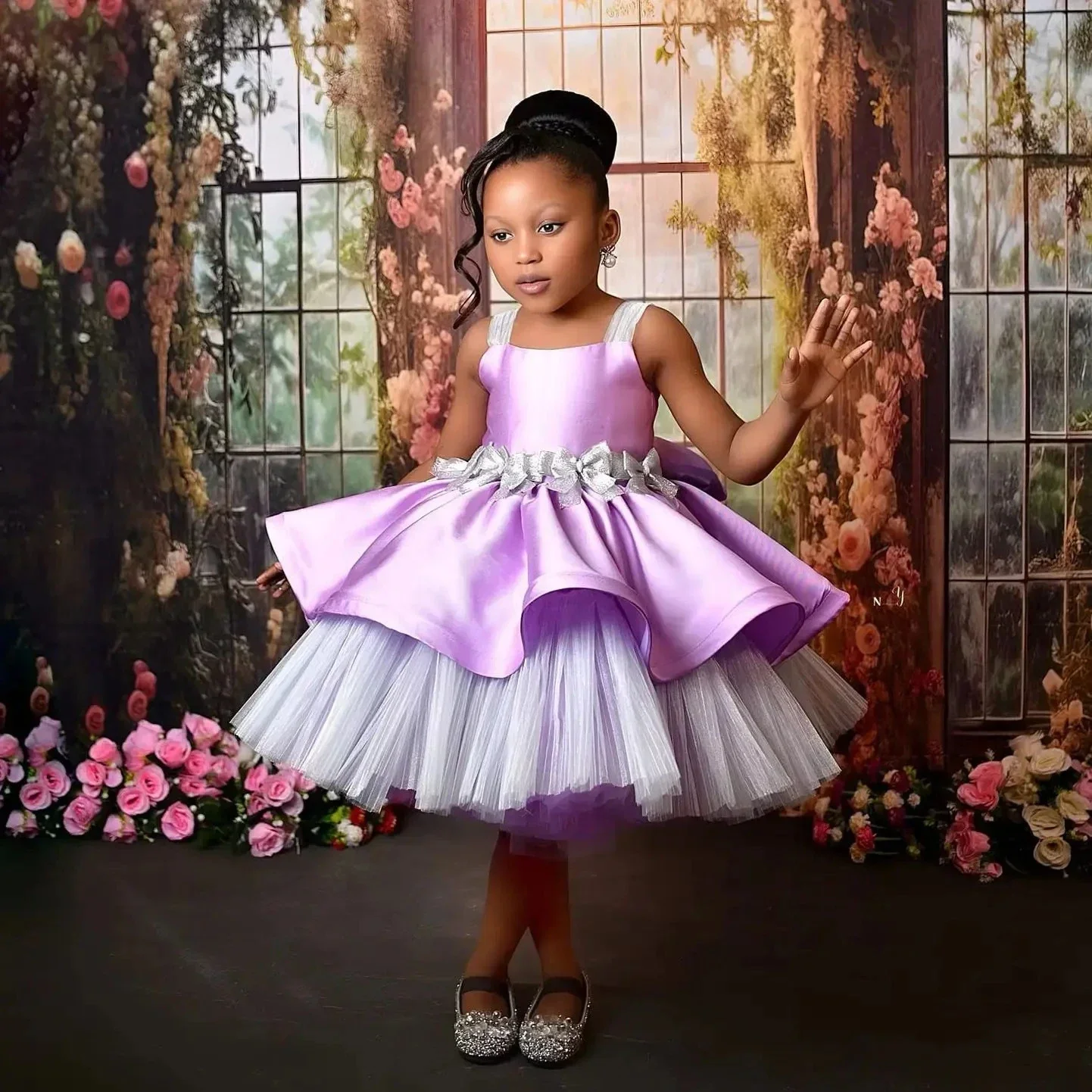 Customized Flower Girl Dress For Wedding Off Shoulder Lace Appliqué With Corset Back Design Birthday First Communion Gown