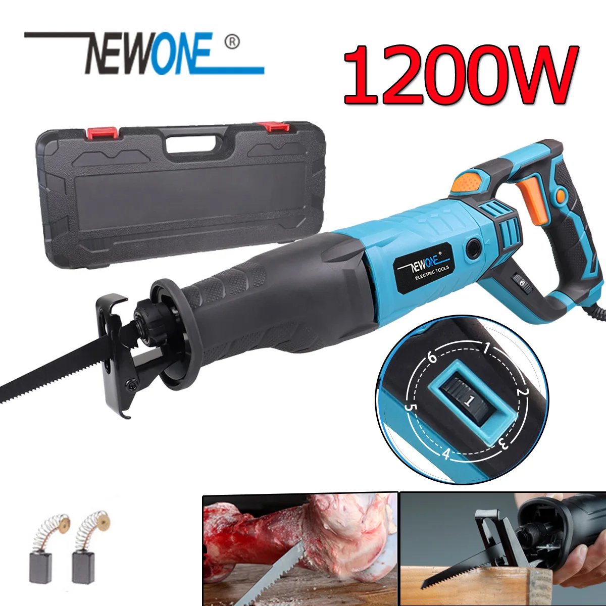 

1200W Electric Reciprocating Saw Cut Wood Metal With 7pcs Saw blades Power Tool With Plastic Case NEWONE