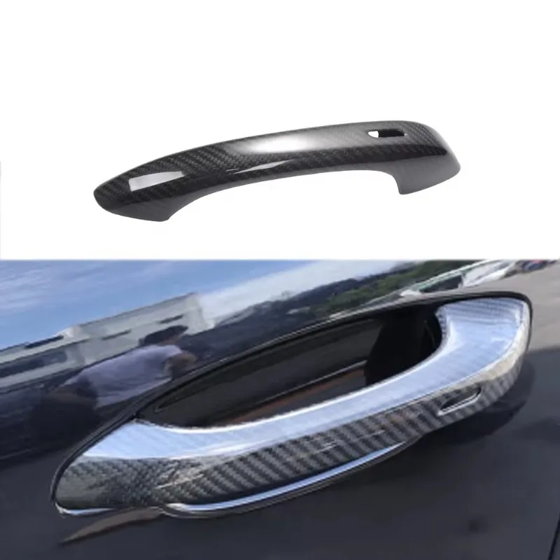 4pcs Real Dry Carbon Fiber Door Handle Cover Stick on Style Outside Door Cover Exterior Kits for Porsche Cayenne 2018