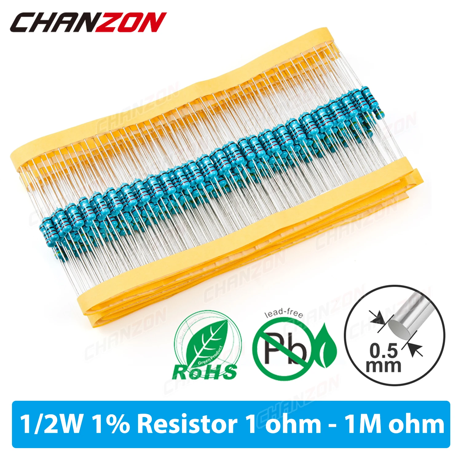 100 unidades/pacote 1/2w 1% resistor de filme de metal 1 100 220 330 470 1k 4.7k 10k 15k 47k 100k ohm 2k2 4k7 0.5w através do furo resistência fixa