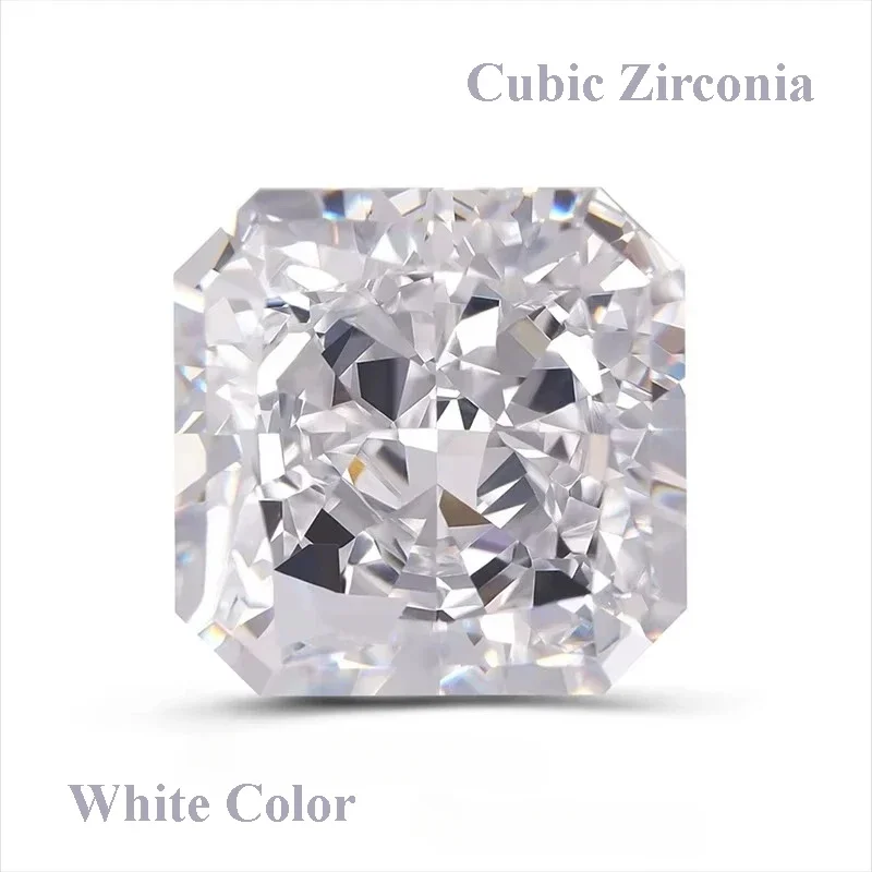 

Cubic Zirconia Crushed Ice Cut Asscher Shape White Color Charms Beads for Diy Jewelry Making Necklace Materials No Certificate