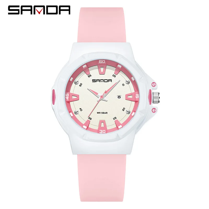 SANDA крутые студенческие кварцевые часы 5ATM водонепроницаемые, противоударные и устойчивые к падению спортивные часы с календарем для отдыха для мальчиков и девочек