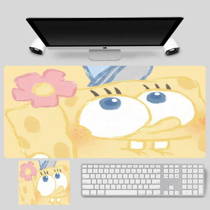 Kawaii Cartoon Mouse Pad Extra Large SpongeBob SquarePants Male and Female Office High Beauty Desk Mat Computer Keys