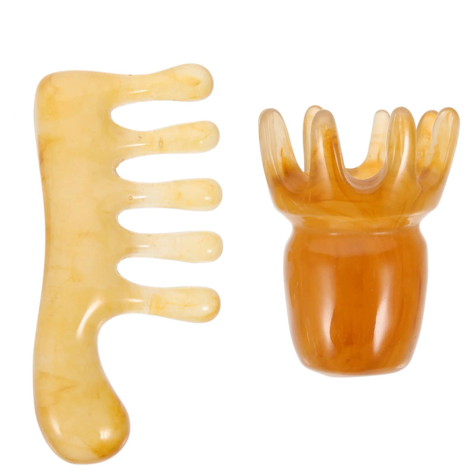 

2 Pcs Roller Resin Massage Comb Man Massager Scalp Massaging Beeswax Gua Sha for