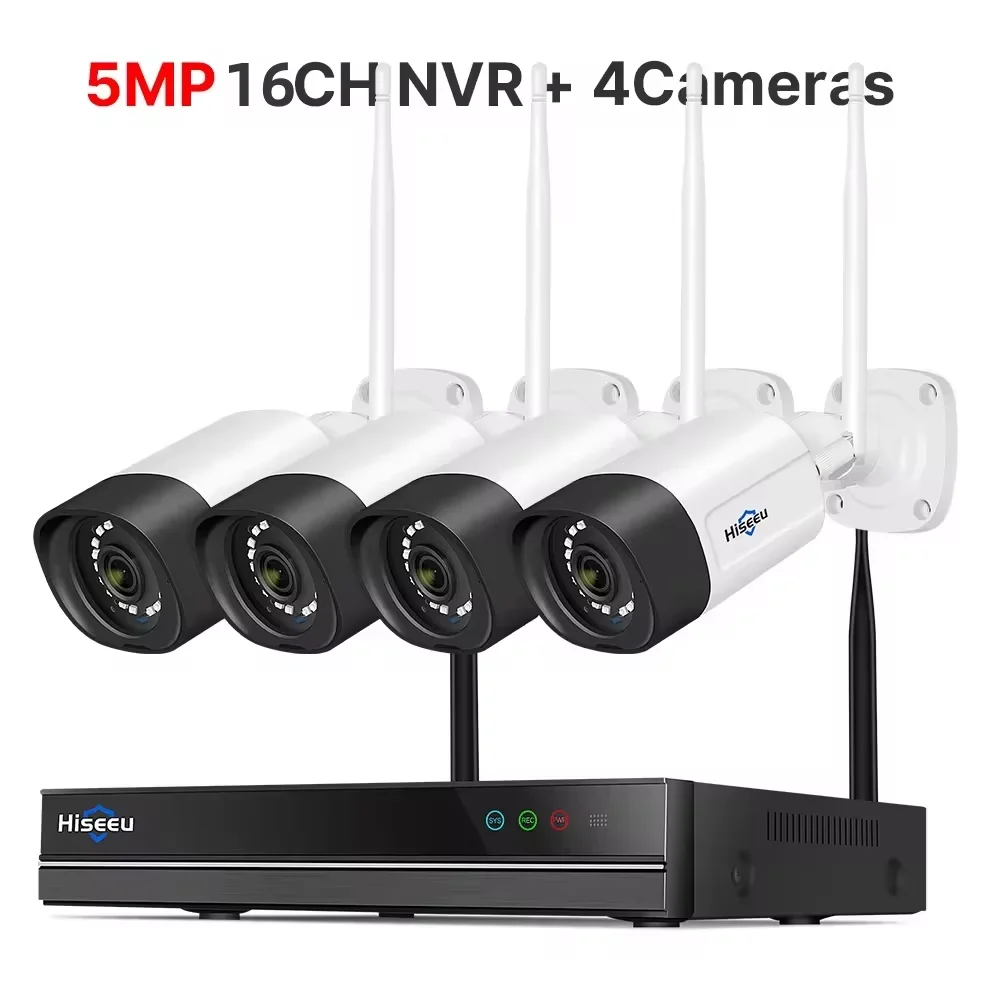 Hiseeu Système de Caméras de Surveillance WiFi 5MP 9