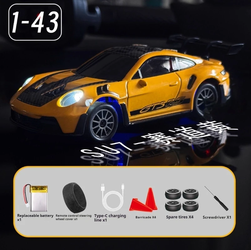 

New 1: 43 Rc Four-Wheel Drive With Gyro Alloy Remote Control Car Desktop Mini Remote Control Car Model Boy Outdoor Gift