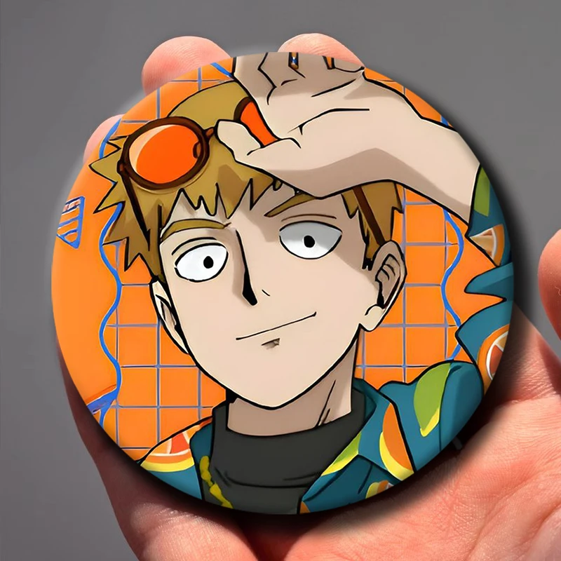 Arataka Reigen Ritsu Shigeo Kageyama Cartoon Brooch Anime Mob P-Psycho 100 Lapel Pins Cosplay Badges Bag Clothes Shoes Ornaments