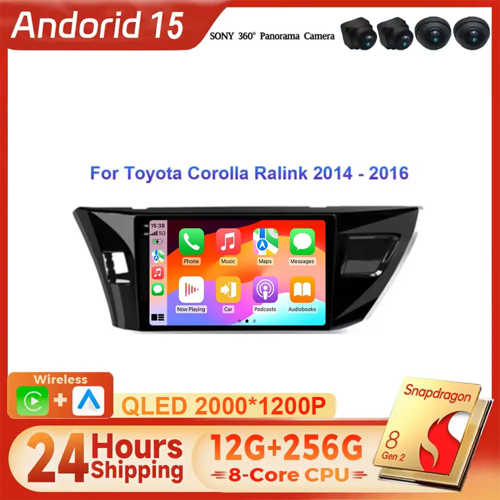 

Для Toyota Corolla Ralink 2014-2016: Автомагнитола Android 15 с GPS, мультимедийный видеоплеер, навигационная система, головное устройство с Carplay