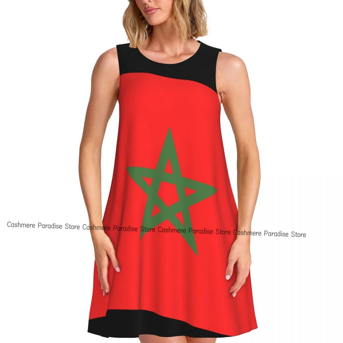 Robes d'été pour femmes, t-shirt de plage, sans manches, drapeau marocain, décontracté, ample, débardeur, 2025