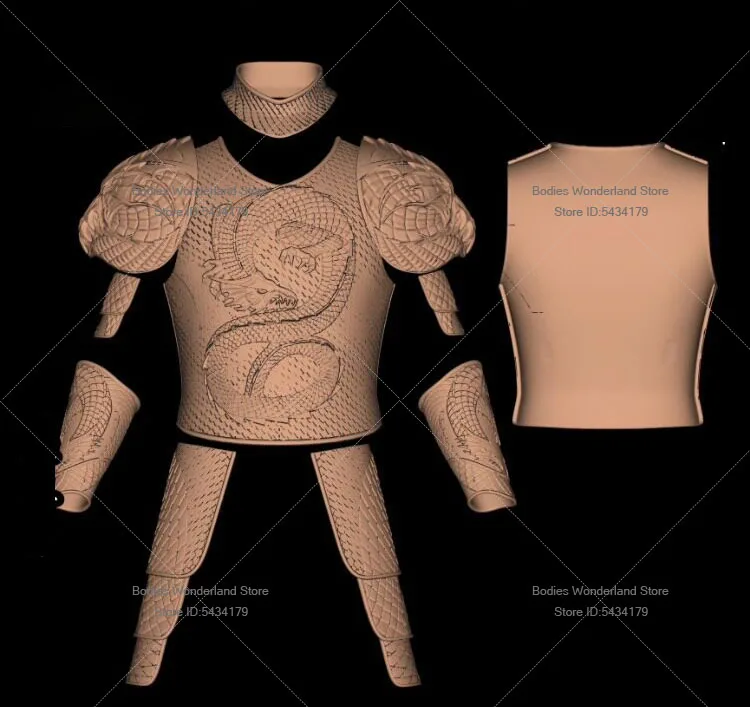 Unpainted/Painted 1/6 Scale Male Soldier Mini Medieval Dragon Patterned Armor Breastplate For 12inch Action Figure Doll