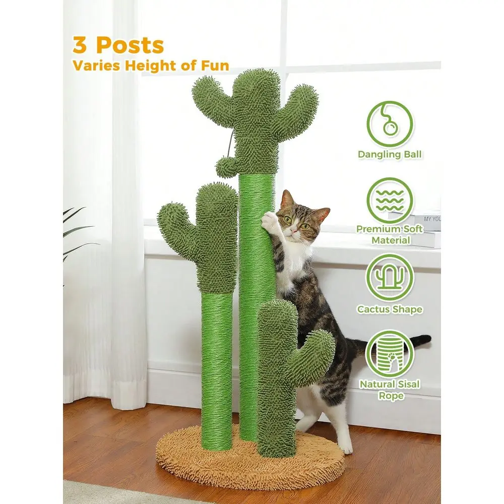 

Cactus Cat ching Post With Natural Sisal Ropes, Interactive Ball, Cat cher For Cats And Kittens Green