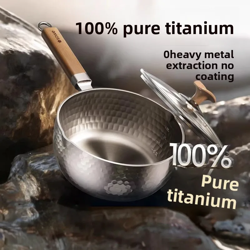 Pure titanium uncoated snow pan instant noodles cooking noodles complementary food cooking integrated one person food soup pot