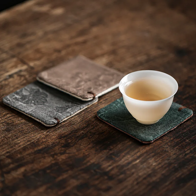 Chinese style coaster tea tray high-end fabric light luxury retro creative tea mat, tea cup cushion ceremony accessories