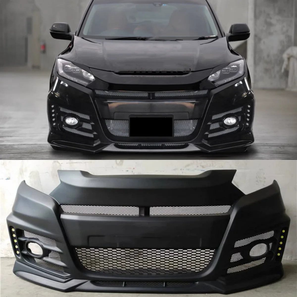 Front Bumper assembly for Honda Vezel HRV 15-18 modified ABS grill grille mask surround Body kit Car Accessories