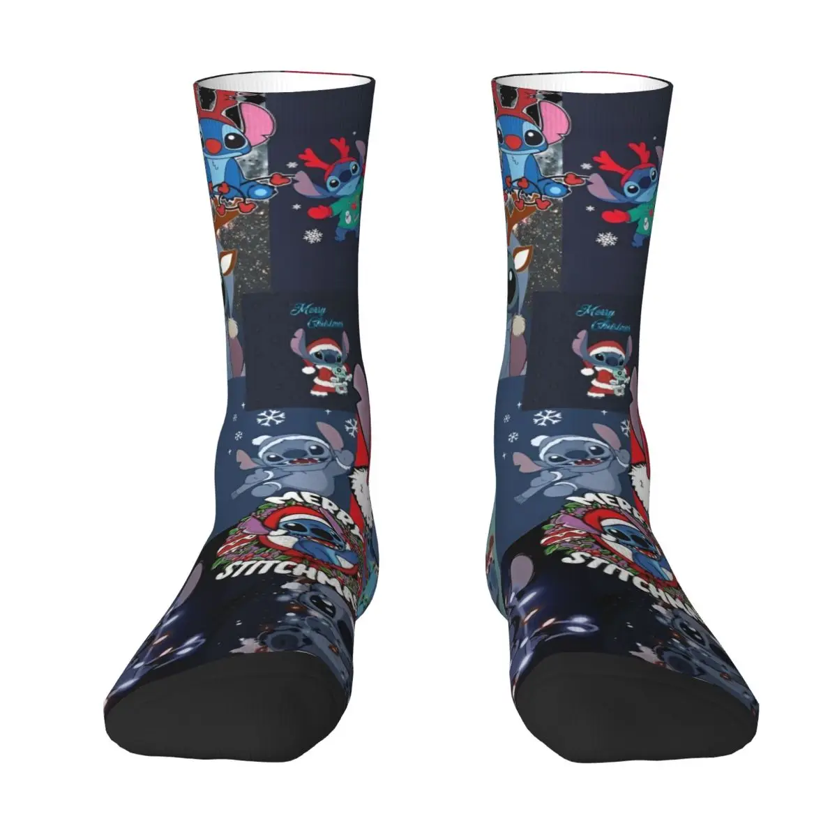 Cute Anime Stitch Christmas Stockings Men's Socks High Quality Retro Socks Spring Running Non-Slip Custom Socks Birthday Present