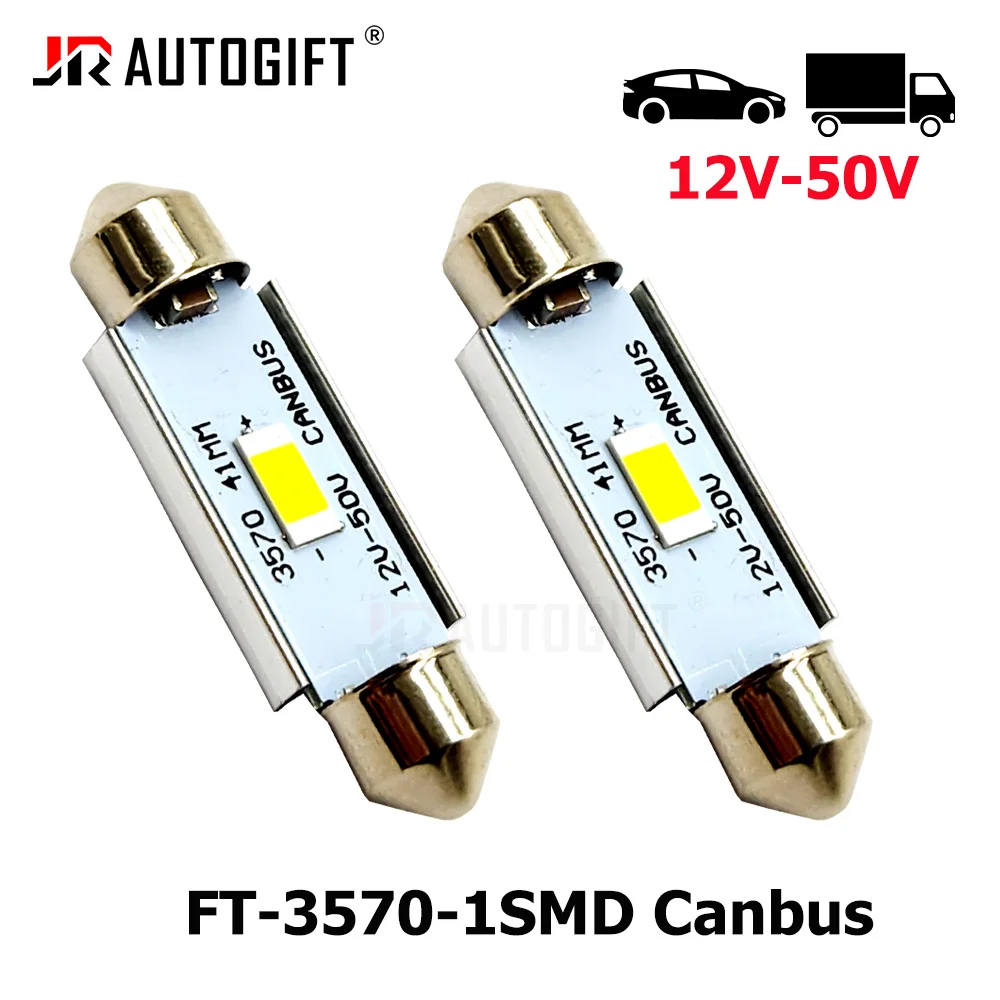 200PCS New 31/36/39/41MM Truck Led 12V-50V C5W Festoon 3570 1SMD Canbus License Plate Dome Map Lamp Auto Clearance Reading bulb