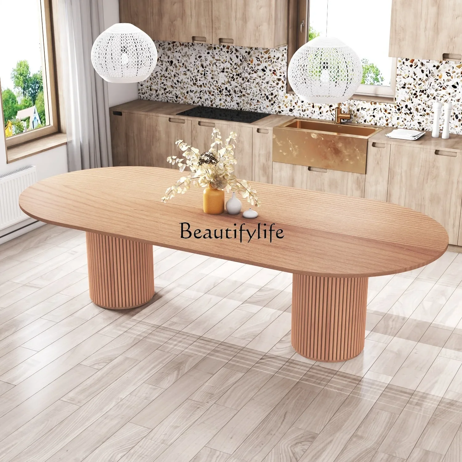 Nordic solid wood dining table household small apartment modern simple bed and breakfast hotel dining table