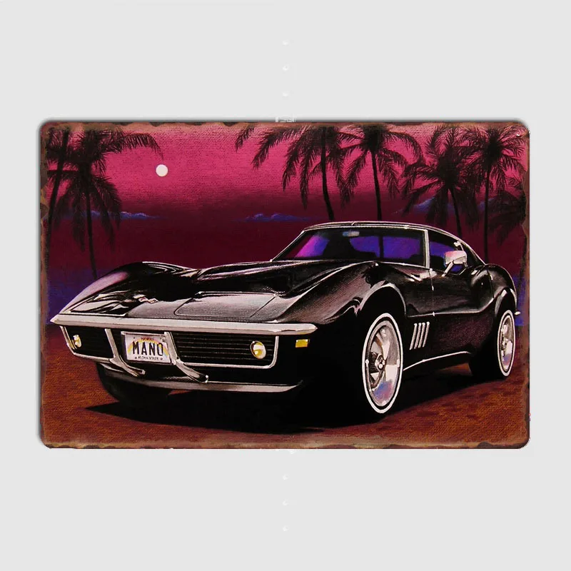 1969 Chevrolet Corvette Stingray Posters Metal Sign Poster Garage Living Room Cinema Living Custom Tin Vintage Home Decor