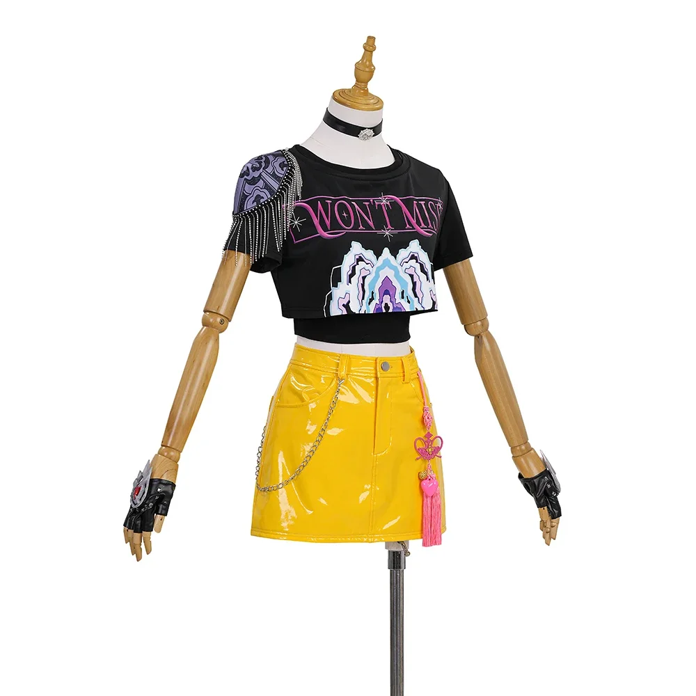 

Girl Group KPop Mira Cosplay Costume Anime K-Pop Demon Hunters Mira T-Shirt Skirt Full Set Halloween Woman Costumes Custom Made