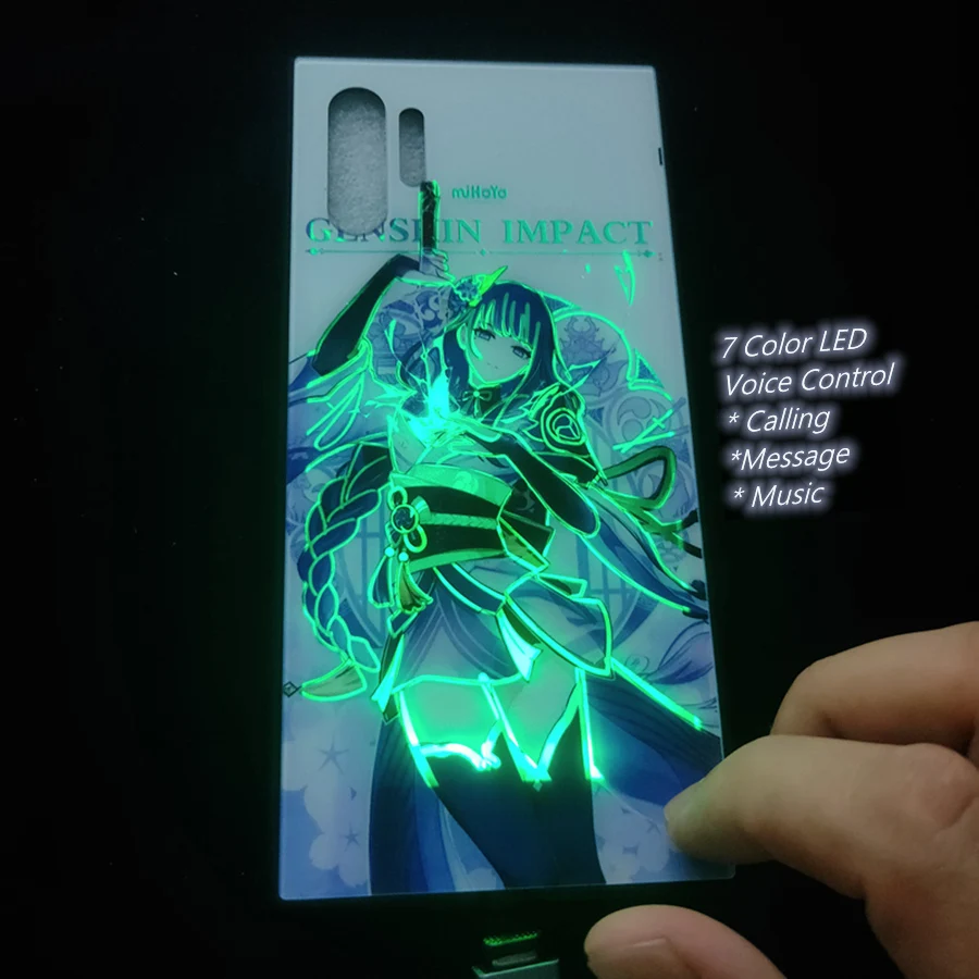 Anime Genshin Impact Flash Case, LED Light Funda Coques,For Samsung S21, S22 S23 S24 Ultra, A52, A53, A13, S20 FE, S20, Note 20