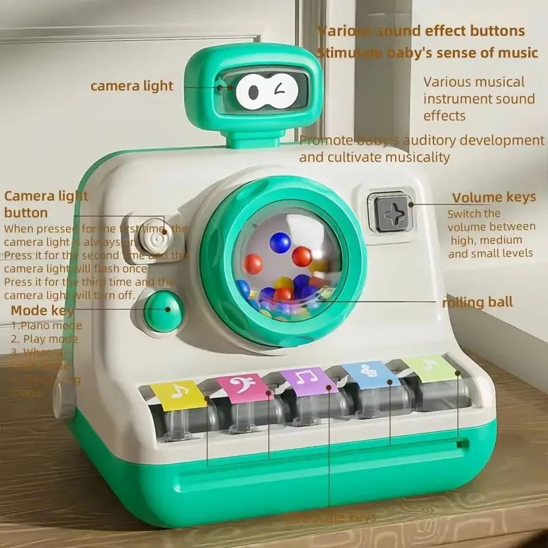 Mini caméra éducative précoce, jouet, Instruments de musique multifonctions, jouets de Simulation de photographie avec lumière et musique pour enfants