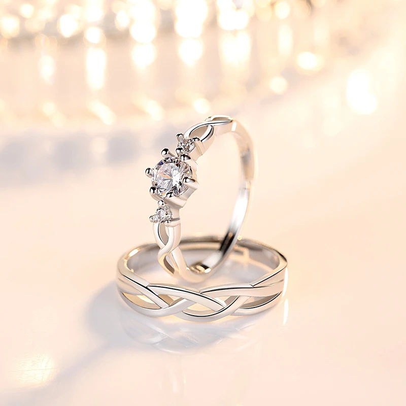 Lady's 925 Sterling Silver Fashion Jewelry New Crystal Zircon Couple Rings For Men XY0348 - Image 6