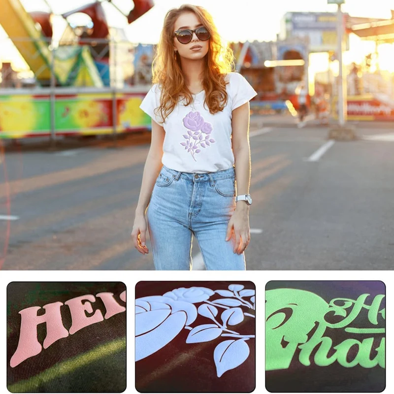 3D Pastel Color Puff Vinyl Heat Transfer-30.48 X 25.40Cm HTV Puff Heat Transfer Vinyl For T-Shirts Garmentbags Pillows