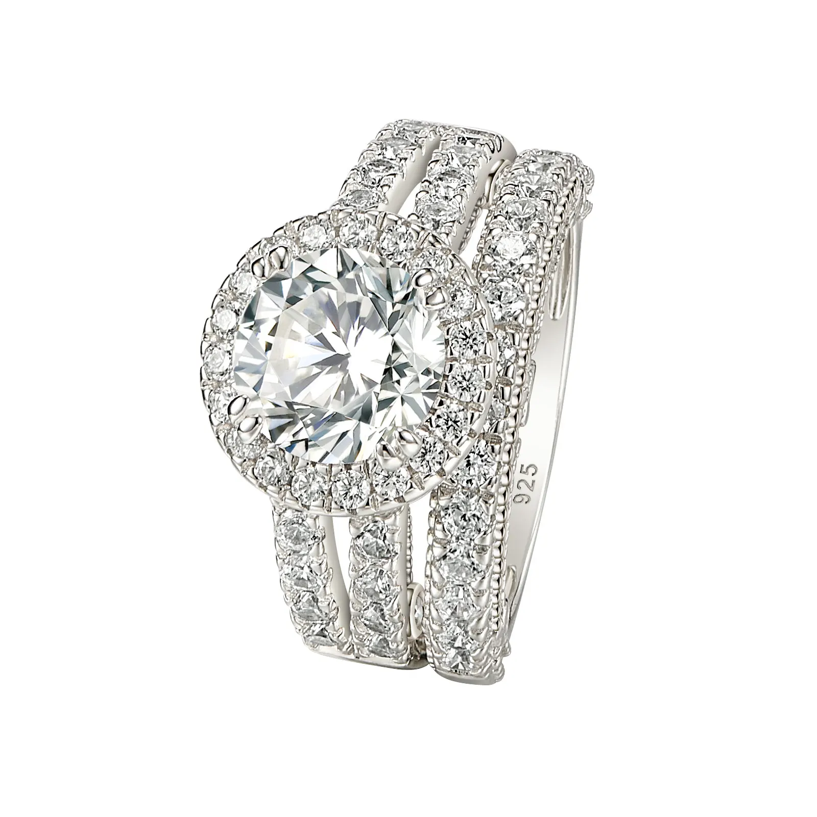 Newshe 925 Sterling Silver Wedding Engagement Rings Set for Women Pear Cut AAAAA CZ Imitation Diamond Vintage Bridal Jewelry