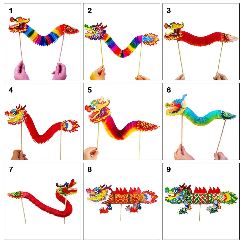 High Quality DIY Dragon Craft Chinese New Year 3D Paper DIY Dragon Decor Kids Toys Three-Dimensional Pull Flower