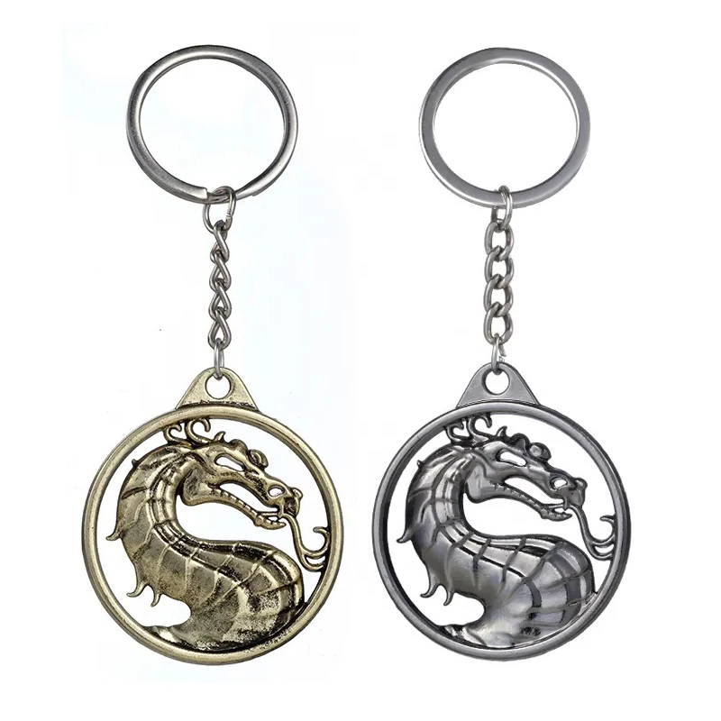 Fashion Vintage Charm Game Mortal Kombat Keychain Dragon Totem Alloy Keyring Holder Gift For Men Car Key Accessories