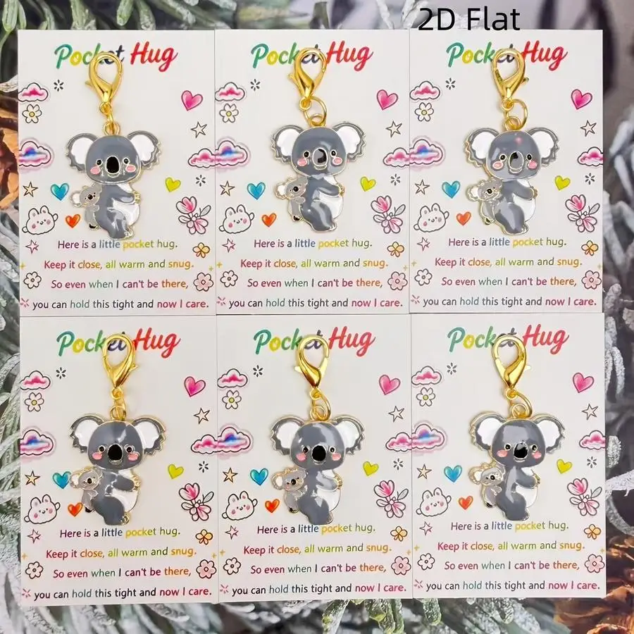 1/5/10/20/50/100pcs Koala Mother And Keychain (Plus 6 Heartwarming Pocket Hug Cards) Heartwarming Pocket Gift. Cute Koala Pendan