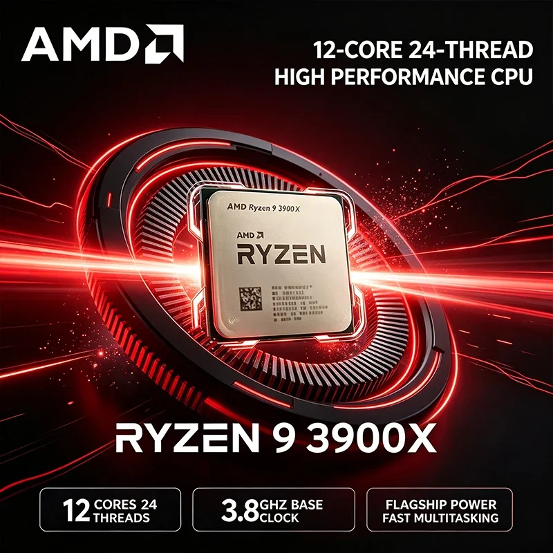 AMD Ryzen 9 3900X Processor 12-Core 24-Thread 3.8GHz Base 4.6GHz Max Boost, AM4 Socket 64MB L3 Cache Unlocked Desktop CPU