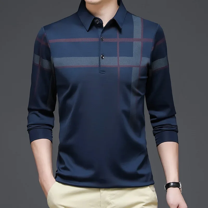 

Fashion Urban Style Polo Shirt For Men Outdoor Street Business Casual Long Sleeve Top Autumn Lightweight Breathable Male Clothes