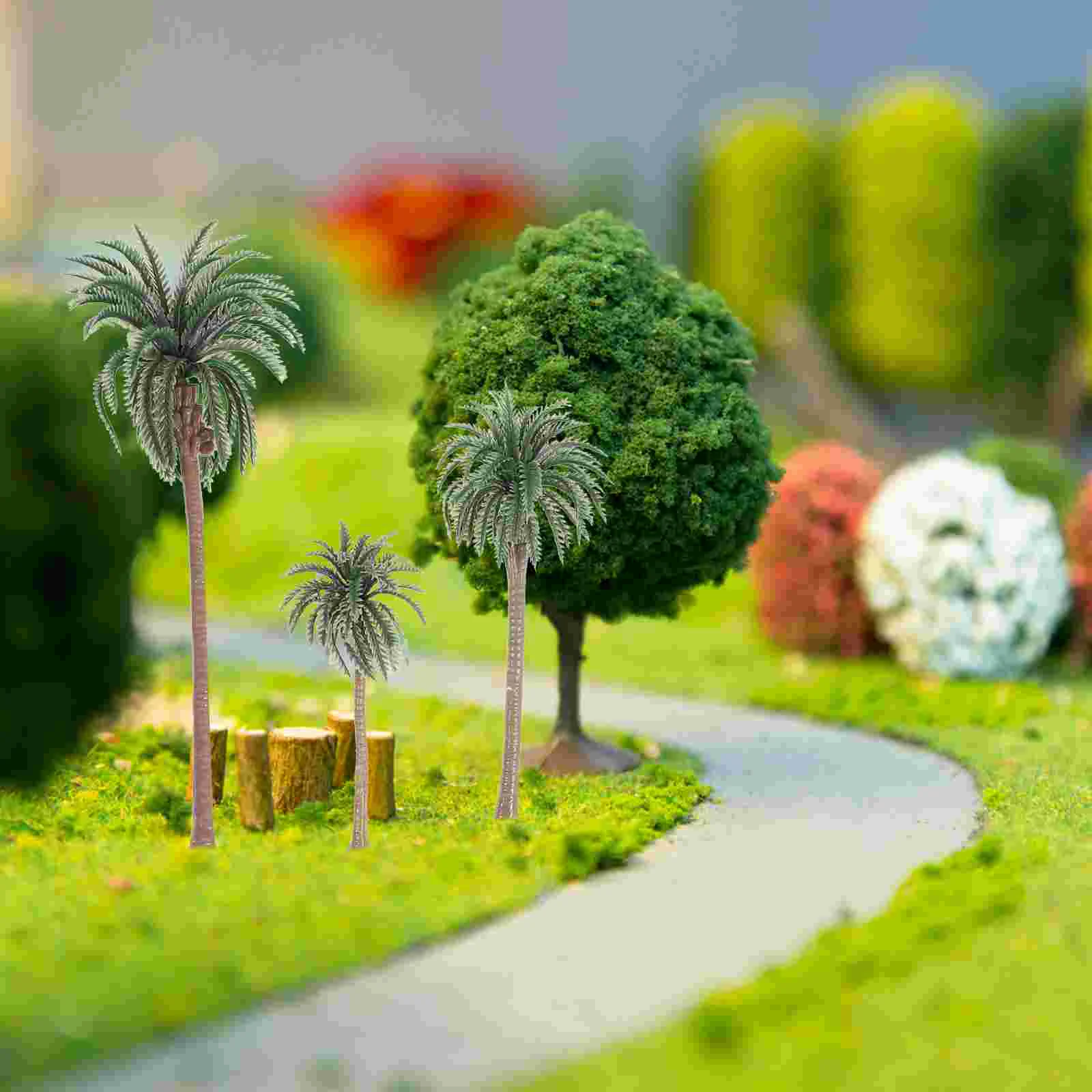 10 Pcs Plastic Palm Tree Model Layout Props Tropical Scenery DIY Handmade Material Mini Coconut Tree Model Green (16C