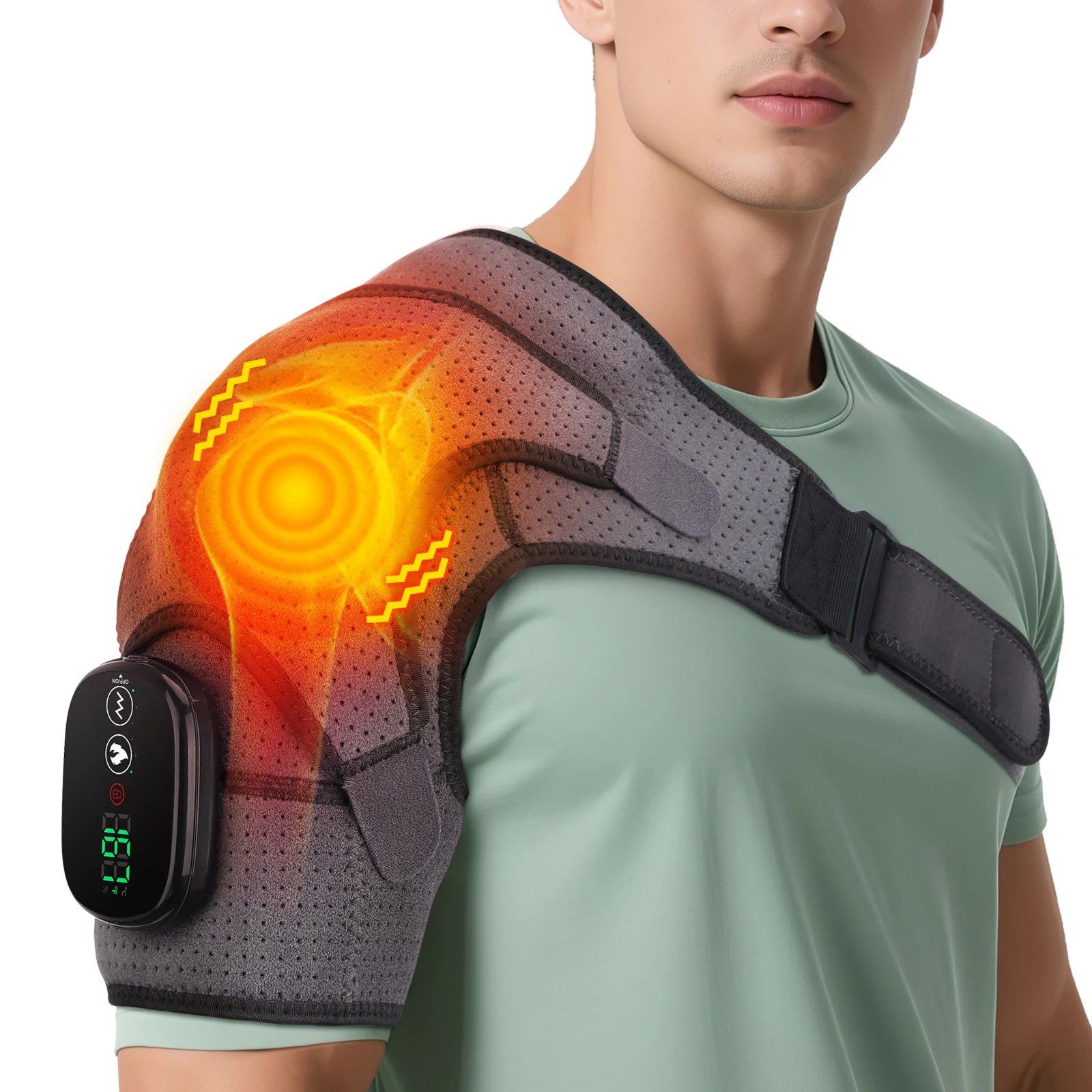 Heated Shoulder Steamer Massager Belt Vibration Heating Electric Warm  Massage Gear Shoulder Machine Smart Temperature Adjust Pad