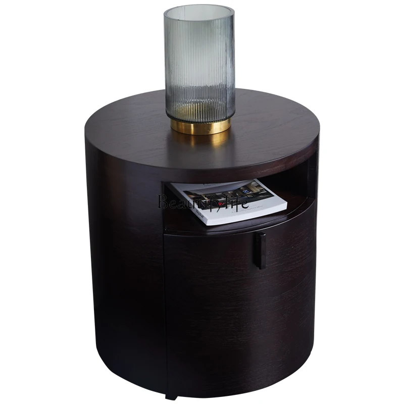 

Italian simple round bedside table creative personality small apartment Nordic multi-functional locker