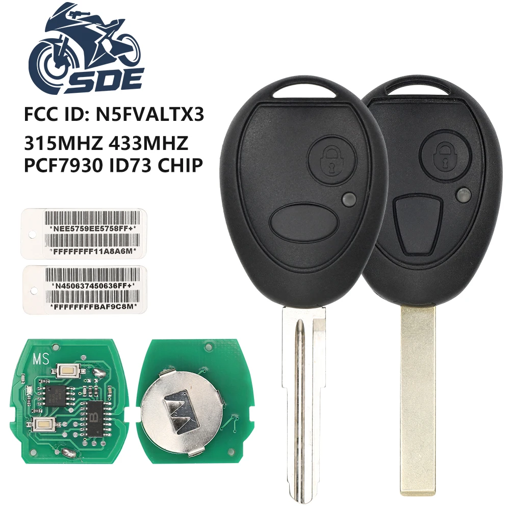 

SDE 2-кнопочный умный дистанционный ключ от автомобиля для Land Rover Discovery 1999-2004 PCF7931AS чип 315/433 МГц N5FVALTX3 для Mini для MG7