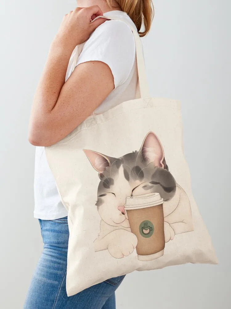 Coffee Cat Tote Bag bags woman 2026 woman shopping bag Reusable bags