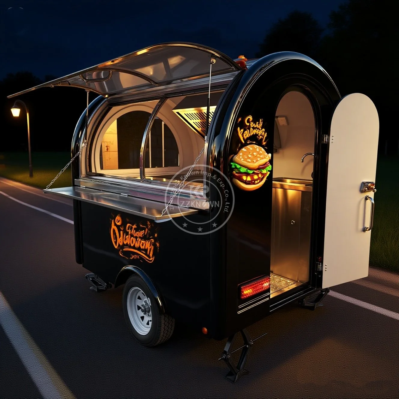 

Customizable Stainless Steel Fast Food Truck Hot Dog Pizza Coffee Ice Cream Mobile Food Trailer With Full Equipment