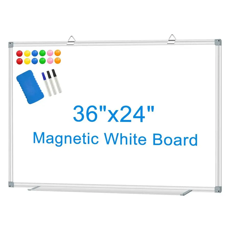 

Board Dry Erase Whiteboard for Wall 36 x 24 Aluminum Presentation Magnetic Whiteboards with Long Pen Tray, 12 Magnets, 3 Markers