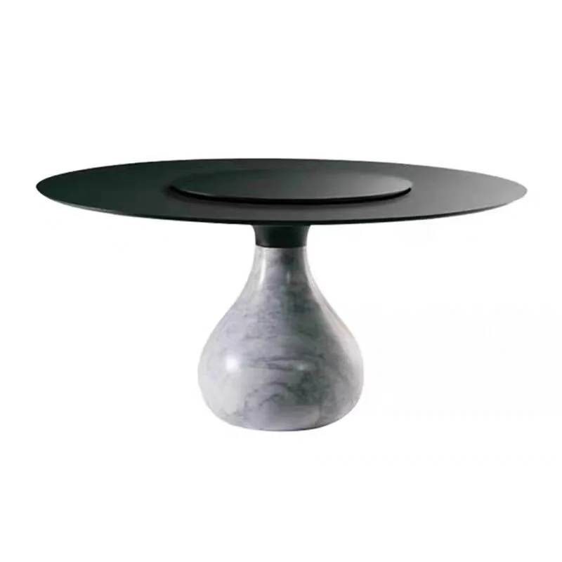 

Italian designer rock slab water drop shape dining table high-end villa hotel marble Rochburg