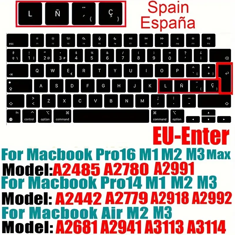 1PC Spanish Silicone Keyboard Cover EU for MacBook Pro14