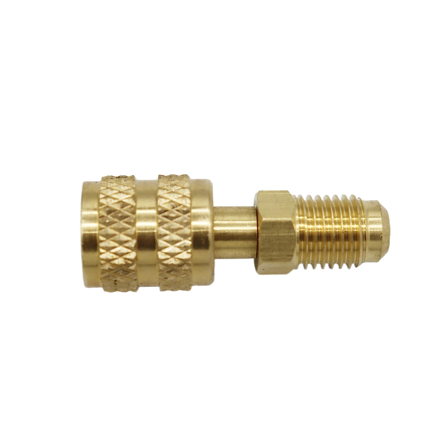2 Stück Vakuumpumpen-Messingadapter R410a Adapter 5/16 SAE F Schnellkupplungen auf 1/4 SAE für Klimaanlagen-Adapter Schnellkupplung – Detail 4