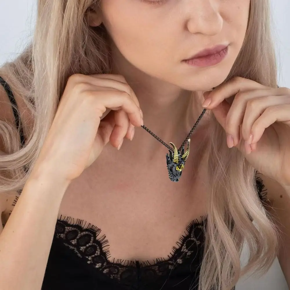 

1 Set Dragon Head Hollow Metal Dice Necklace 20-sided DND Hollow Metal Dice Torque Exquisite Mini Polyhedral Dice Necklace