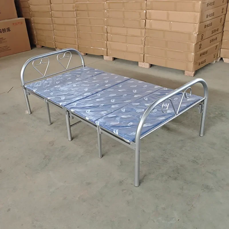 Simple Folding Bed Wrought Iron Single Bed for Home Office Apartment Space Saving Lunch Break Nap Bed Compact Design