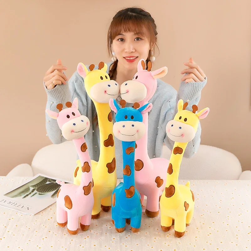 Cartoon Giraffe Simulation Animal Ornament Doll Soft Stuffed Animal Sleeping Pillow Cushion Christmas Gifts for Kids and Girls
